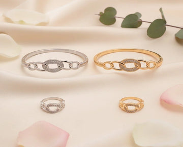 طقم سوار وخاتم فاخر بسلسلة مترابطة