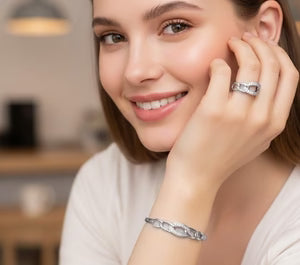 طقم سوار وخاتم فاخر بسلسلة مترابطة